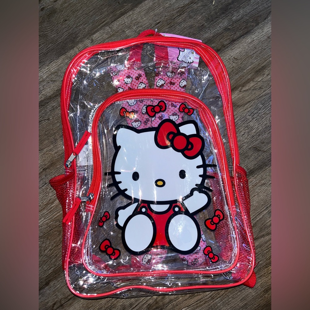 BRAND NEW Hello Kitty Clear Backpack with Red Accents